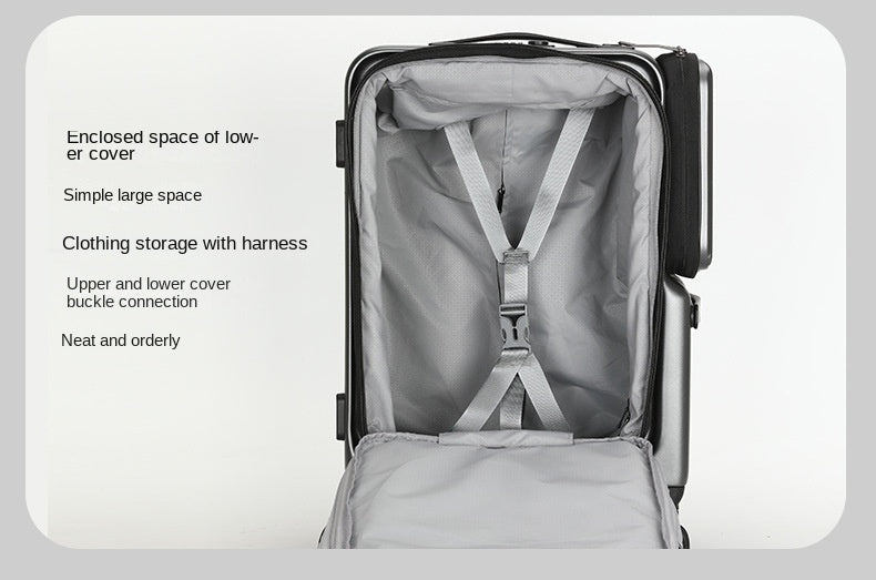 KLQDZMS Carry-on Suitcase Front Opening Laptop Boarding Case 20 Inch USB Charging Trolley Case Password Box Cabin Luggage