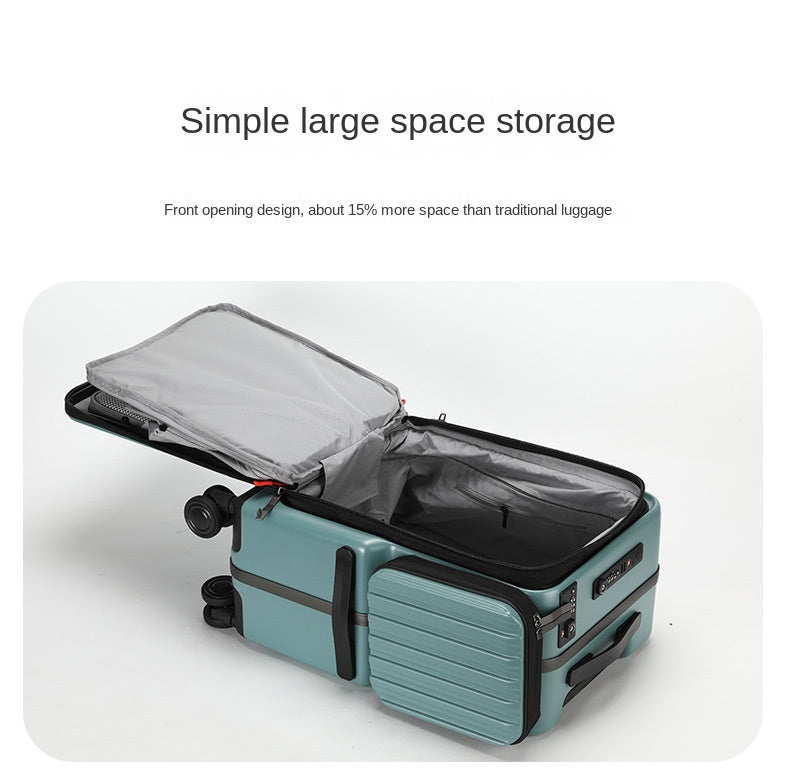 KLQDZMS Carry-on Suitcase Front Opening Laptop Boarding Case 20 Inch USB Charging Trolley Case Password Box Cabin Luggage