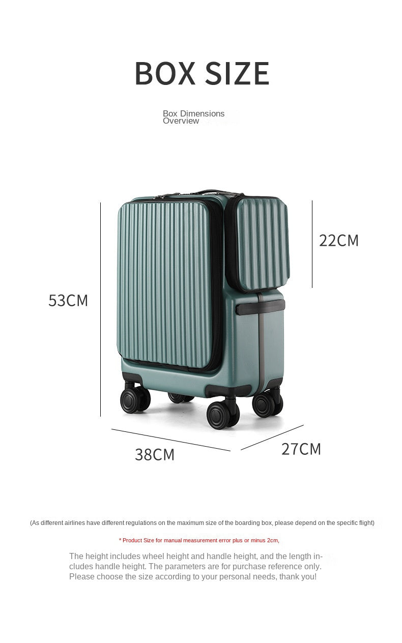 KLQDZMS Carry-on Suitcase Front Opening Laptop Boarding Case 20 Inch USB Charging Trolley Case Password Box Cabin Luggage