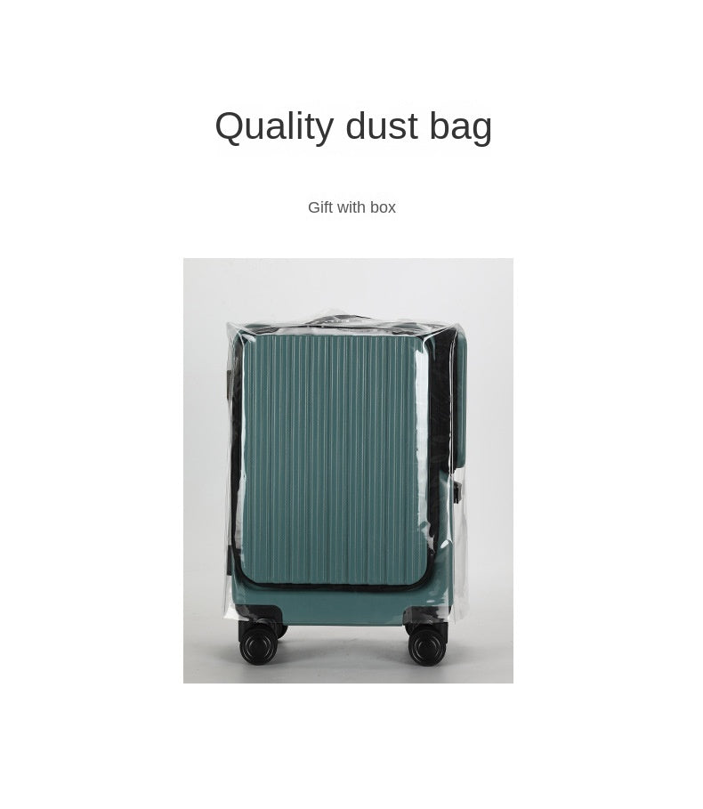 KLQDZMS Carry-on Suitcase Front Opening Laptop Boarding Case 20 Inch USB Charging Trolley Case Password Box Cabin Luggage