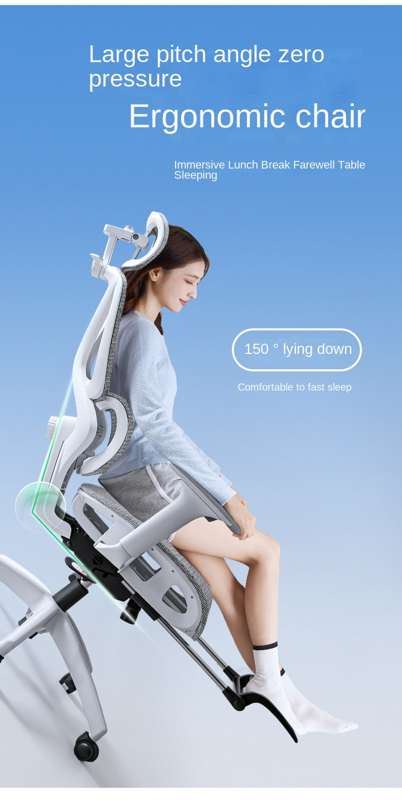 UVR Domestic Comfortable Sedentary Breathable Mesh Chair Ergonomic Design Recliner Chair Office Adjustable Lumbar Support Chair