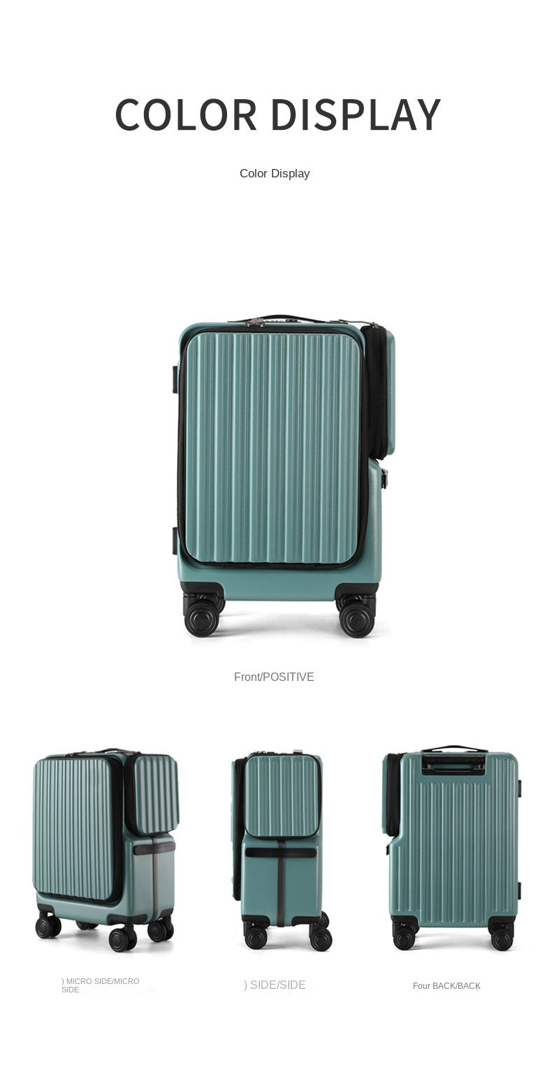 KLQDZMS Carry-on Suitcase Front Opening Laptop Boarding Case 20 Inch USB Charging Trolley Case Password Box Cabin Luggage