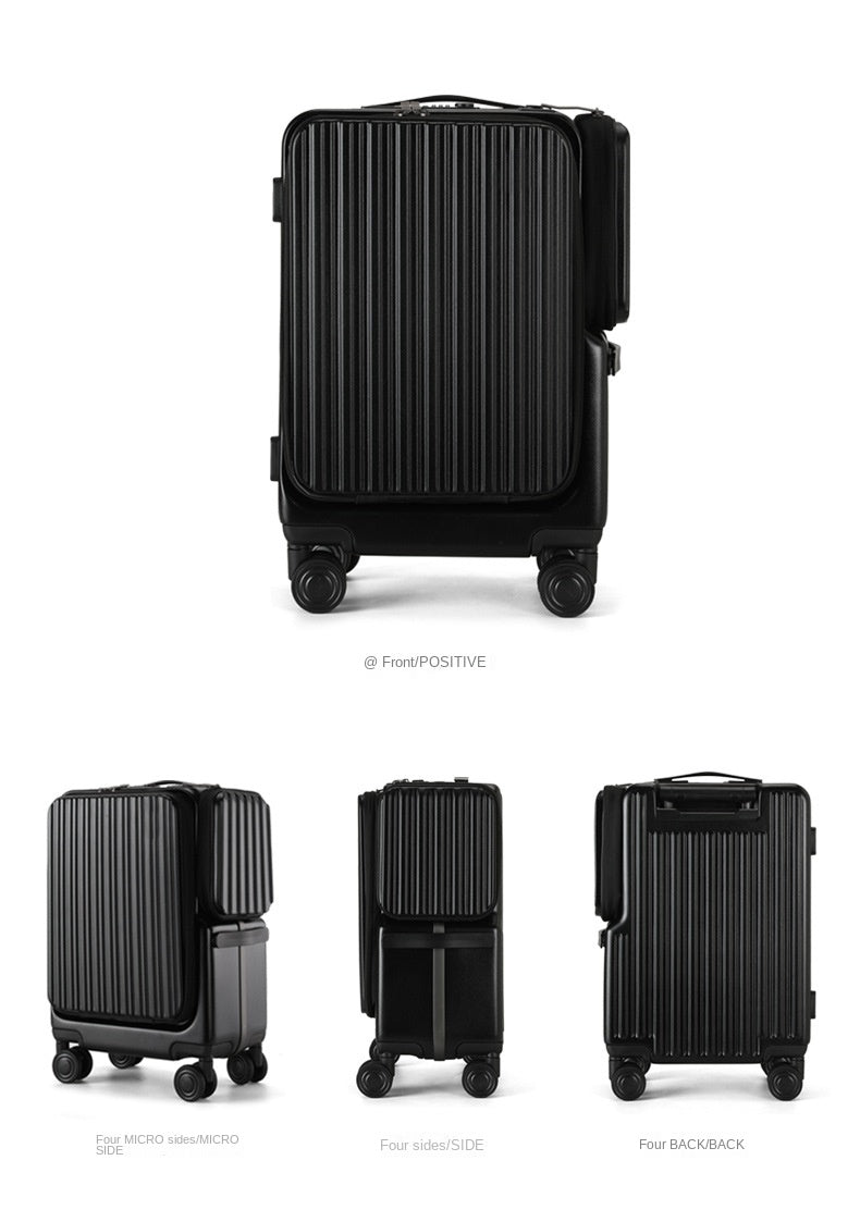 KLQDZMS Carry-on Suitcase Front Opening Laptop Boarding Case 20 Inch USB Charging Trolley Case Password Box Cabin Luggage