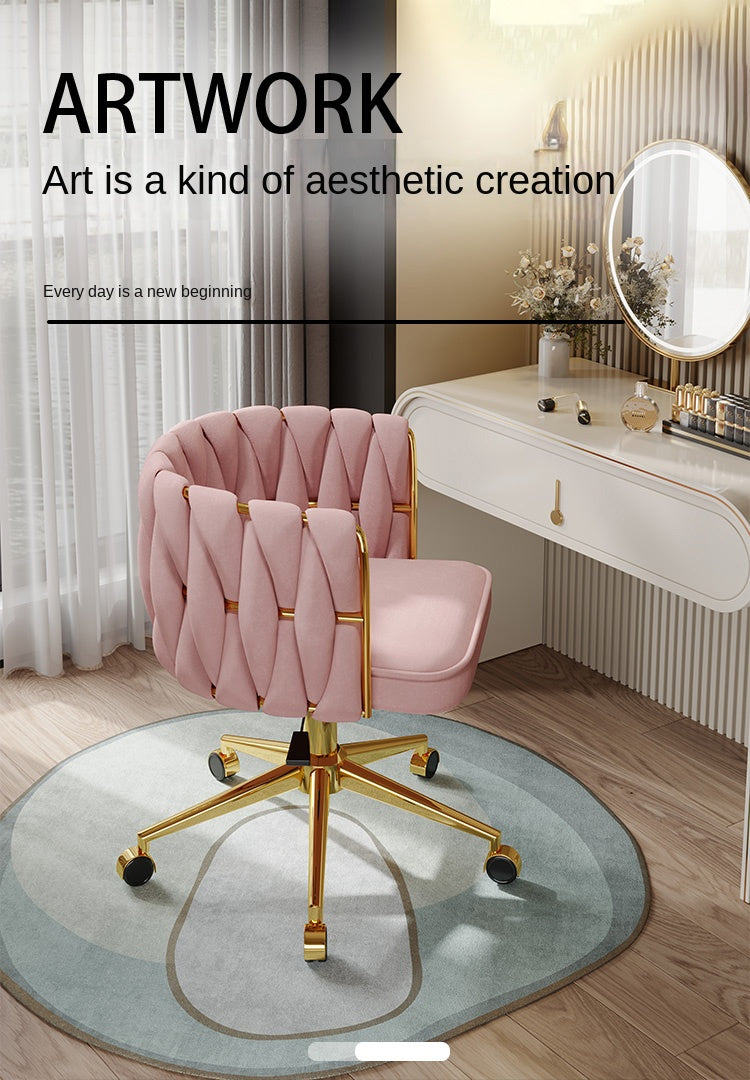 UVRLiving Room Chair Home Bedroom Girls Dresser Makeup Chair Computer Office Chair  Light Luxury Lift Swivel Backrest Chair