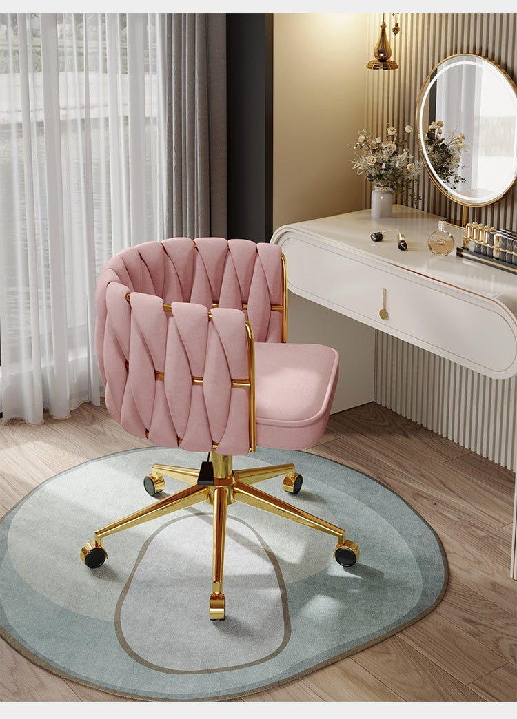 UVRLiving Room Chair Home Bedroom Girls Dresser Makeup Chair Computer Office Chair  Light Luxury Lift Swivel Backrest Chair