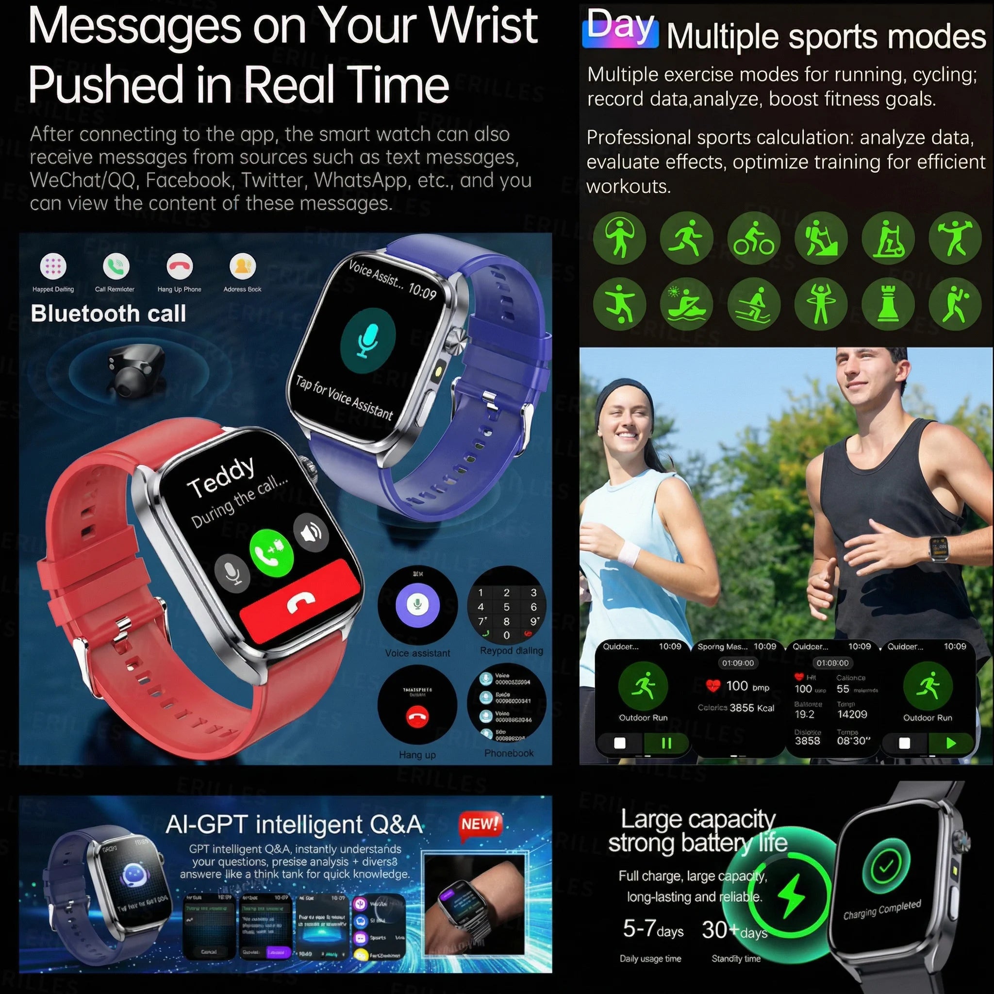 2026 New AI Health Care Accurate detection ECG SmartWatch Blood Pressure lipids Uric Acid Analysis Bluetooth Call Smart Watches