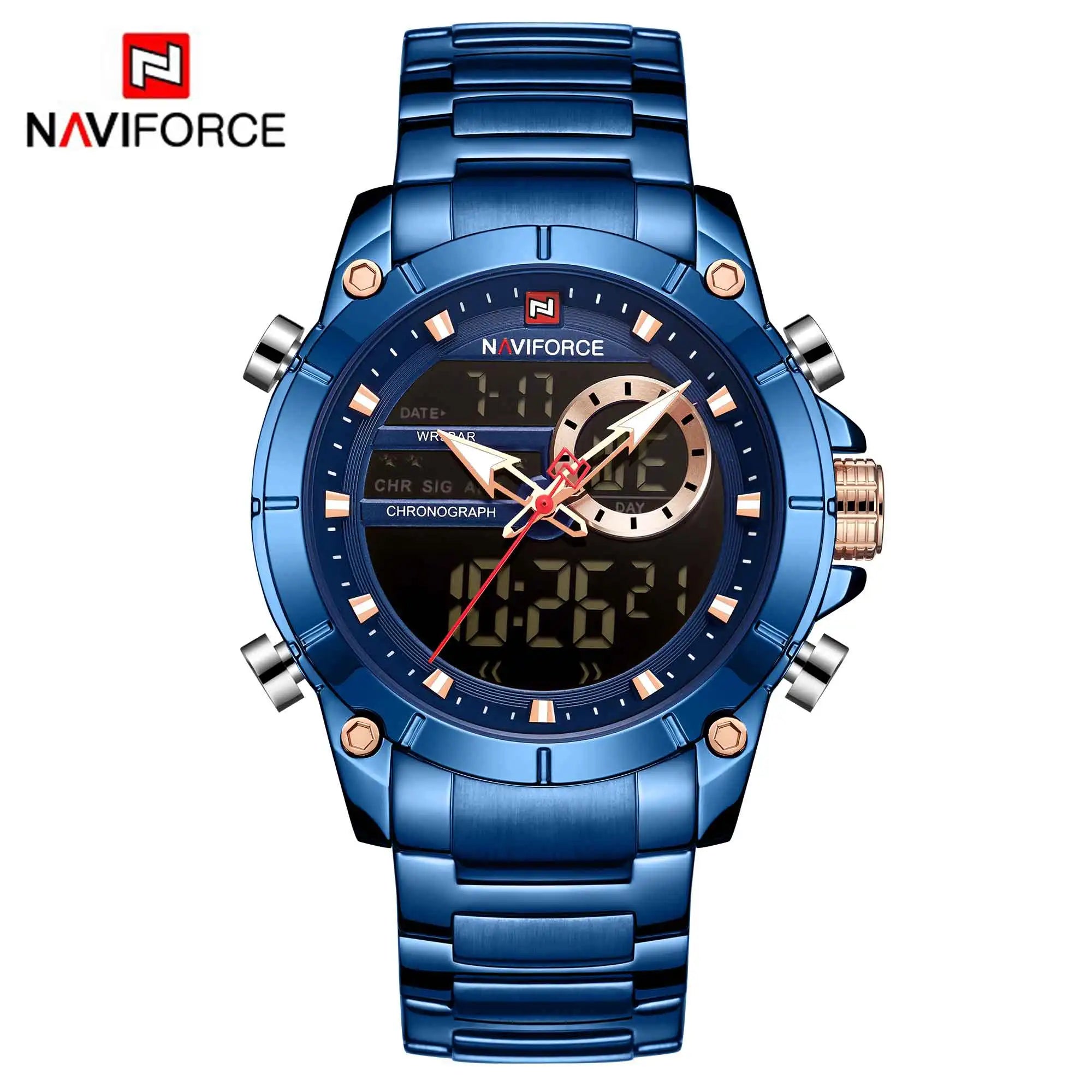 NAVIFORCE Luxury Original Sports Wrist Watch For Men Waterproof Digital Fashion Watches Male Relogio Masculino 9163 Free Shiping
