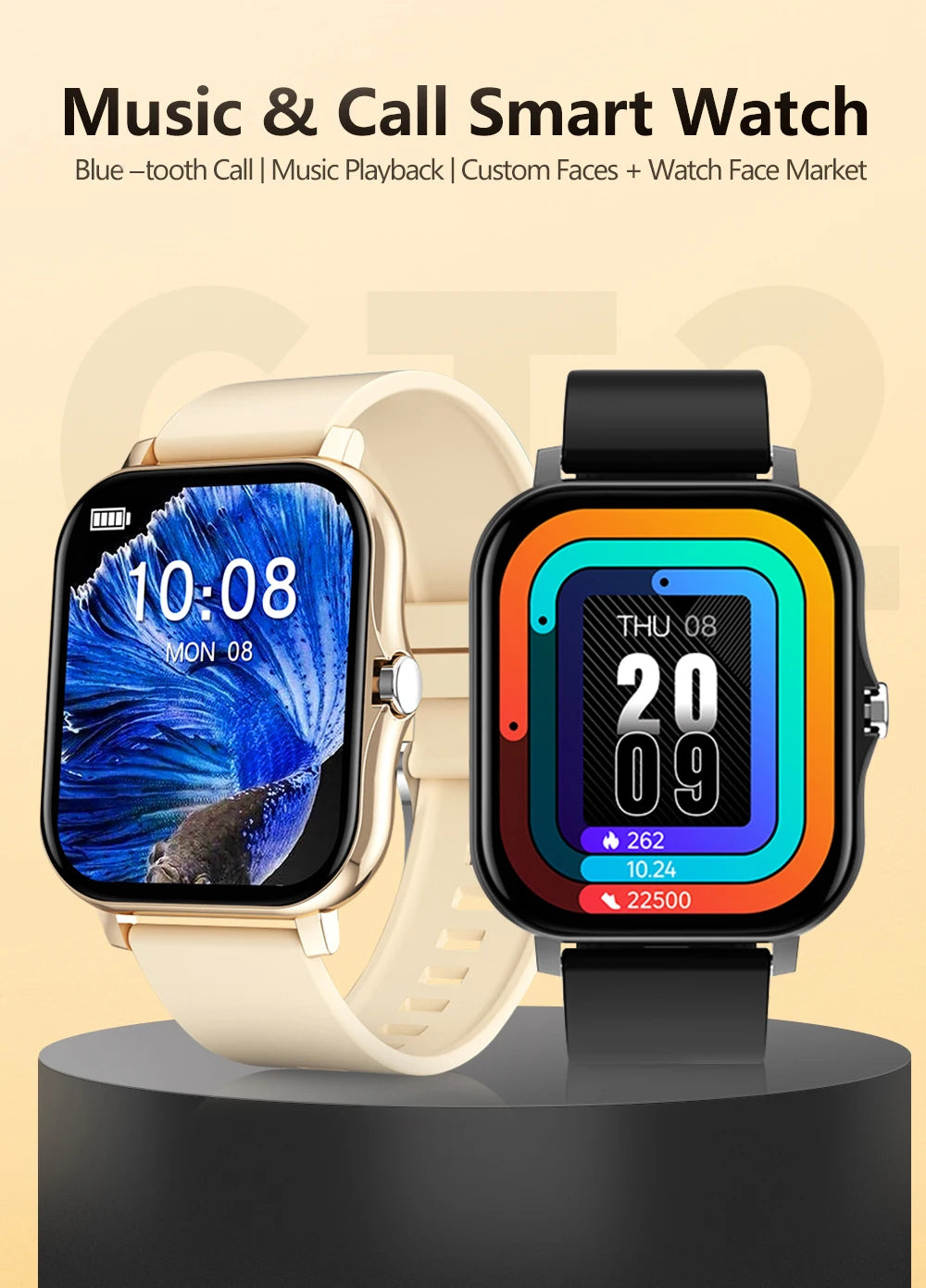 2025 Men Smart Watch Fitness Clock Sports Heart Monitor Smartwatch Bluetooth Call Music Playback 1.83'' Wrist Watches for Women
