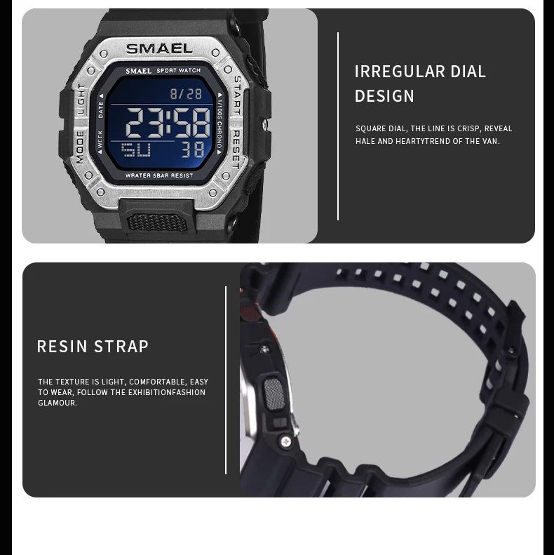 Relogio SMAEL Men Multifunctional Digital Sport Watch Count Down Male Army Military Clock LED WristWatches Fashion Male Relógios