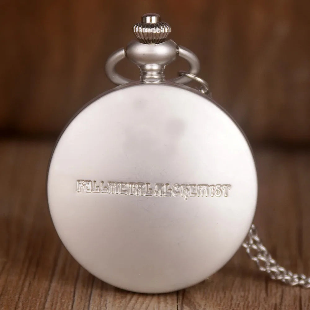 Antique FullMetal Alchemist Edward Elric Cosplay Quartz Pocket Watch with Pendant Necklace Men Women Fob Watch