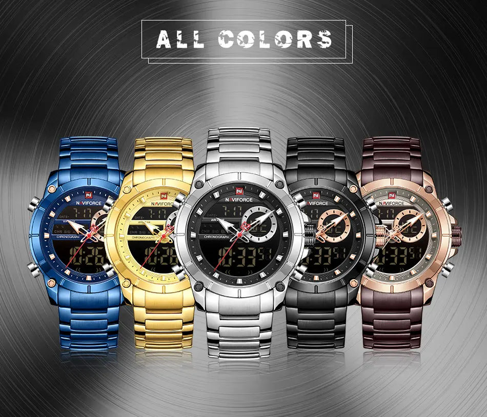 NAVIFORCE Luxury Original Sports Wrist Watch For Men Waterproof Digital Fashion Watches Male Relogio Masculino 9163 Free Shiping