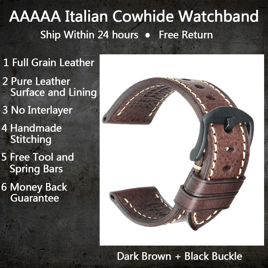 Luxury Handmade Watch Band Genuine Cow Leather Watch Strap With Butterfly Buckle Bracelet For Hamilton SEIKO Citizen Watchbands