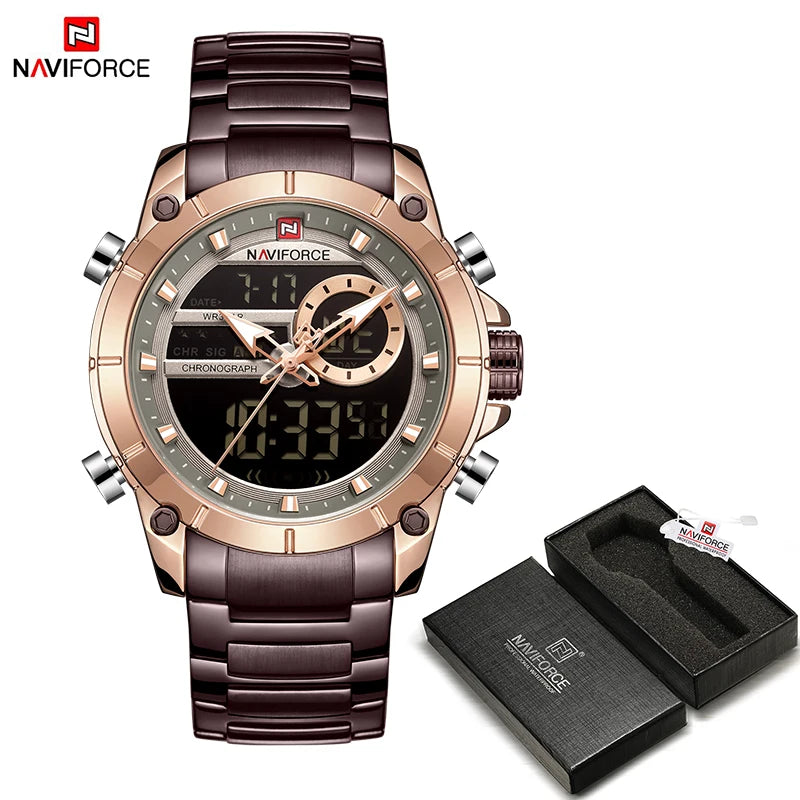 NAVIFORCE Luxury Original Sports Wrist Watch For Men Waterproof Digital Fashion Watches Male Relogio Masculino 9163 Free Shiping