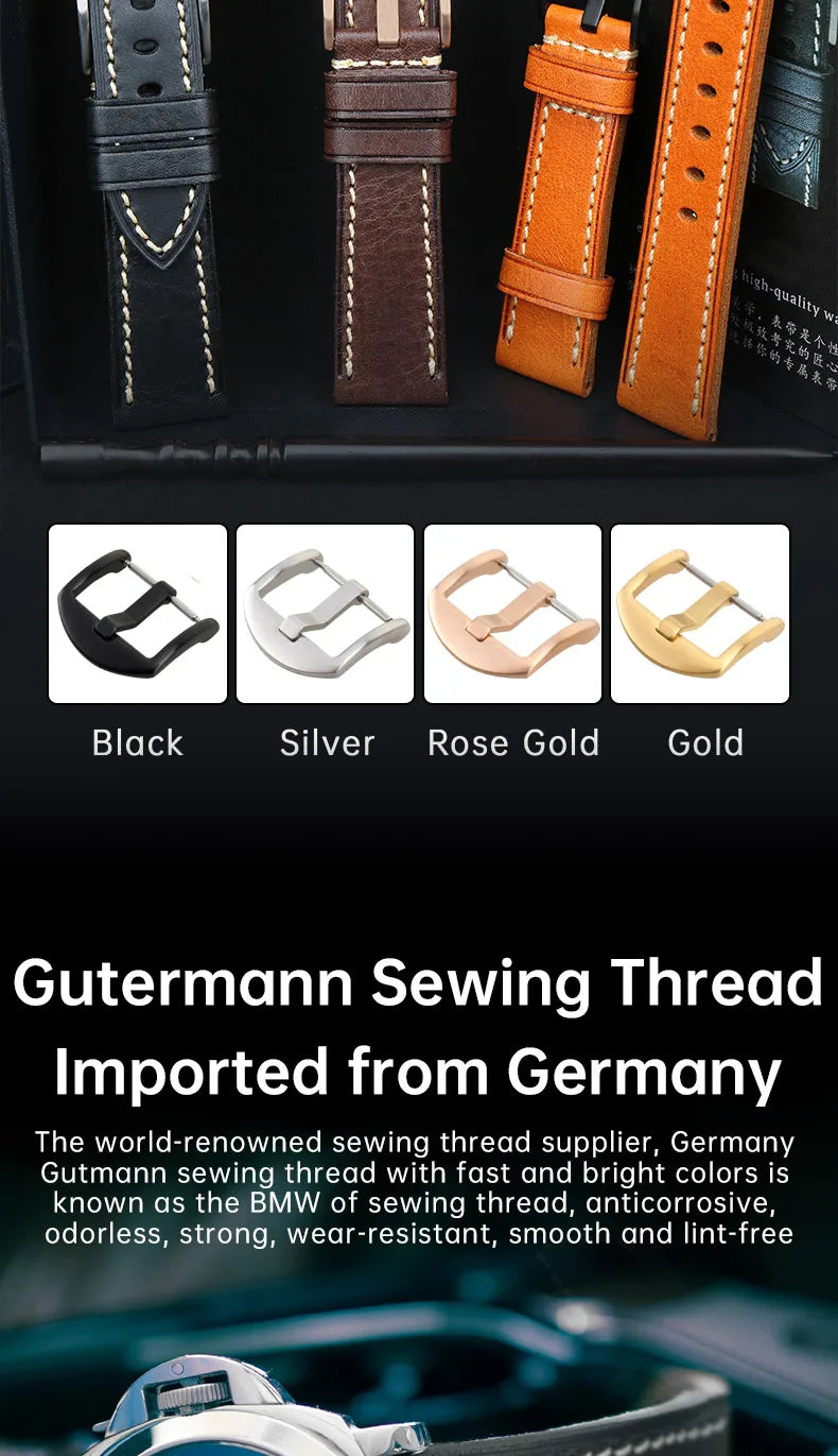 Luxury Handmade Watch Band Genuine Cow Leather Watch Strap With Butterfly Buckle Bracelet For Hamilton SEIKO Citizen Watchbands