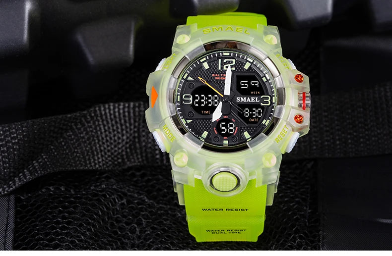 Sport Watch Military Watch For Men Alarm Clock Stopwatch LED Digital Back Light Dual Time Display 8008 Men's Watches Waterproof