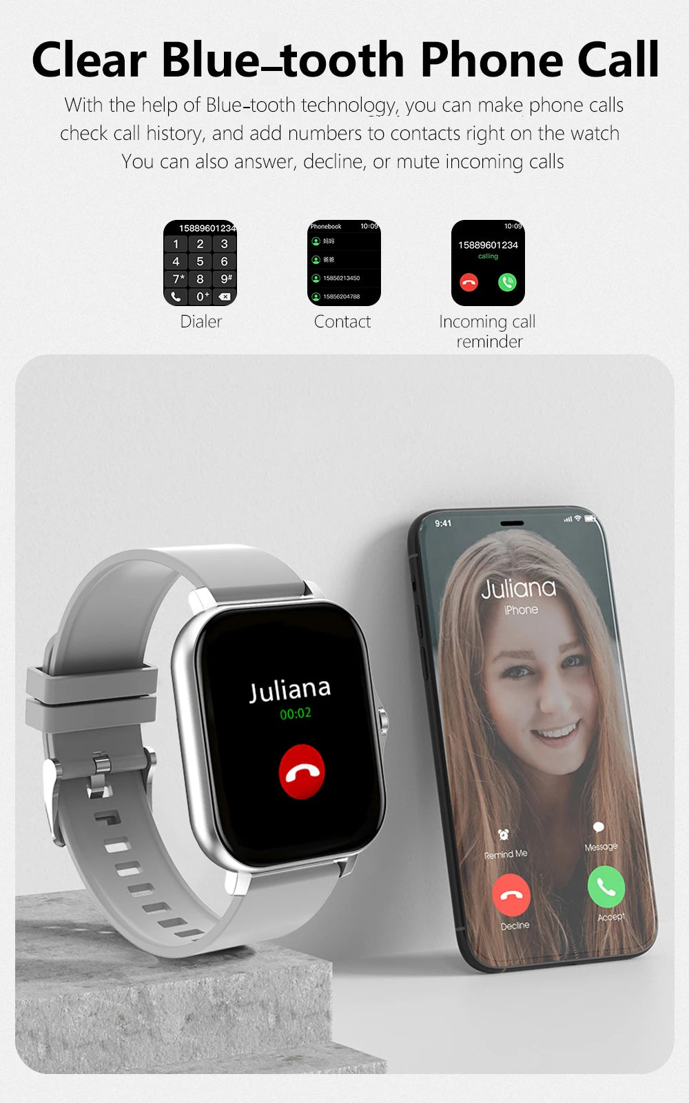 2025 Men Smart Watch Fitness Clock Sports Heart Monitor Smartwatch Bluetooth Call Music Playback 1.83'' Wrist Watches for Women