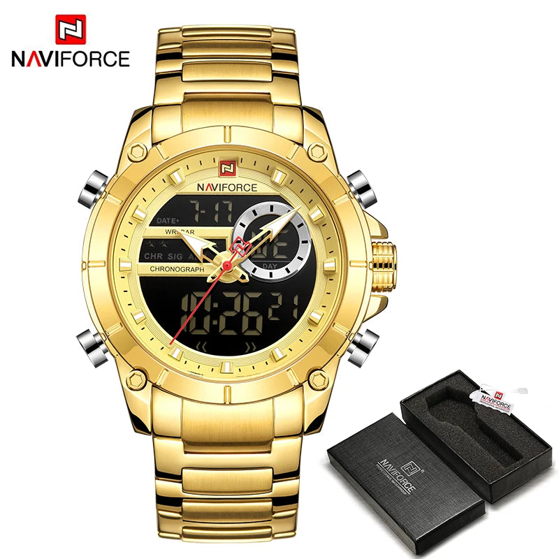 NAVIFORCE Luxury Original Sports Wrist Watch For Men Waterproof Digital Fashion Watches Male Relogio Masculino 9163 Free Shiping