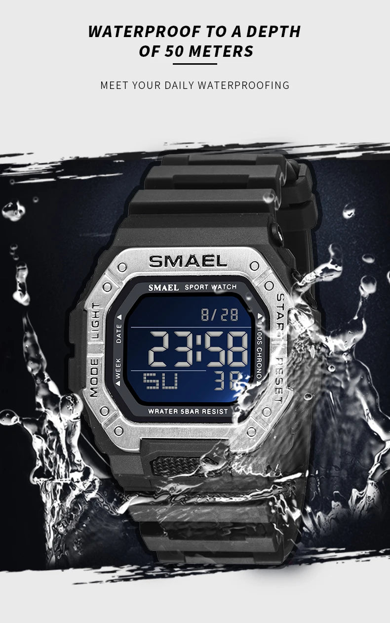 Relogio SMAEL Men Multifunctional Digital Sport Watch Count Down Male Army Military Clock LED WristWatches Fashion Male Relógios