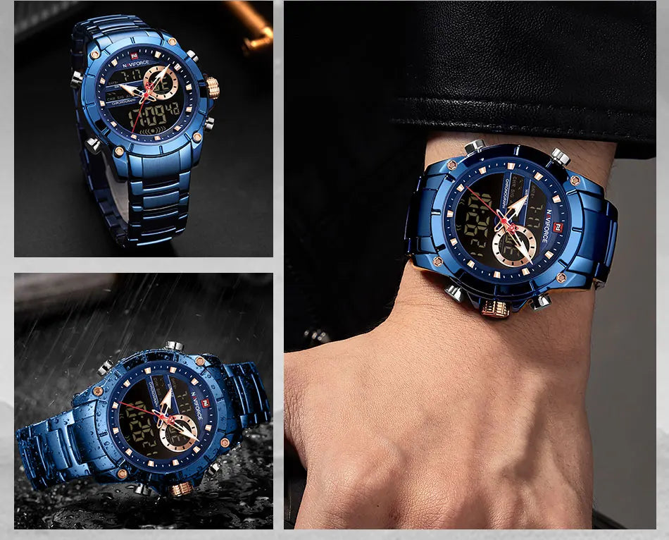 NAVIFORCE Luxury Original Sports Wrist Watch For Men Waterproof Digital Fashion Watches Male Relogio Masculino 9163 Free Shiping