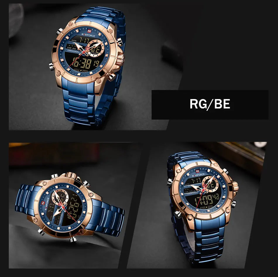 NAVIFORCE Luxury Original Sports Wrist Watch For Men Waterproof Digital Fashion Watches Male Relogio Masculino 9163 Free Shiping