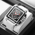 2025 New LIGE Men Watches Top Brand Luxury Hollow Square Sport Watch For Men Fashion Silicone Strap Waterproof Quartz WristWatch