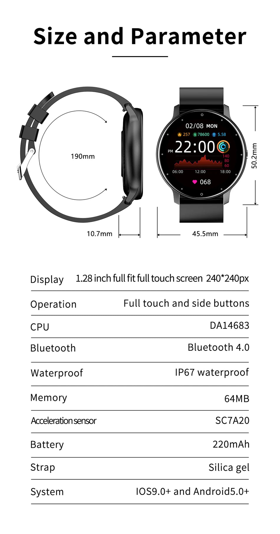 2025 Smartwatch Full Touch Screen Watches Sport Fitness Tracker IP68 Waterproof BT Call Smart Watch for Man Woman Android Phones