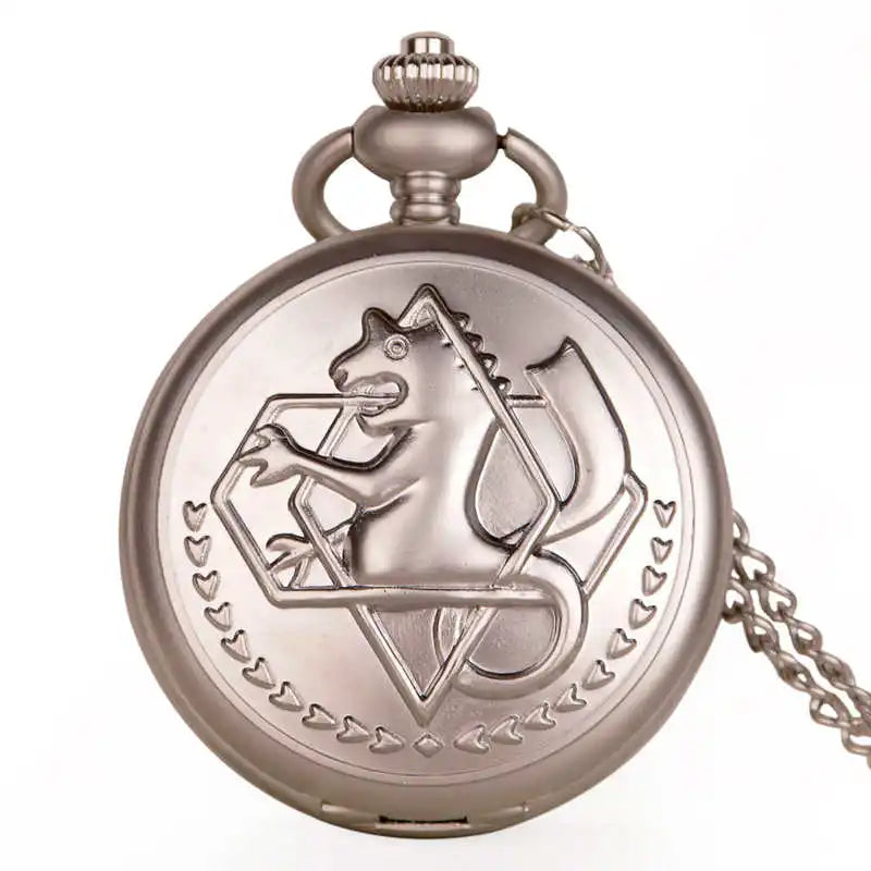 Antique FullMetal Alchemist Edward Elric Cosplay Quartz Pocket Watch with Pendant Necklace Men Women Fob Watch