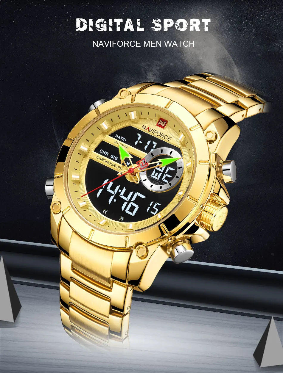 NAVIFORCE Luxury Original Sports Wrist Watch For Men Waterproof Digital Fashion Watches Male Relogio Masculino 9163 Free Shiping