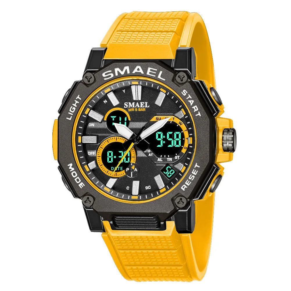 Quartz Watches Sports SMAEL Brand Male Clock Alarm 50M Waterproof Stopwatch LED Back Light Wristwatches 8047 Men Watch Sport