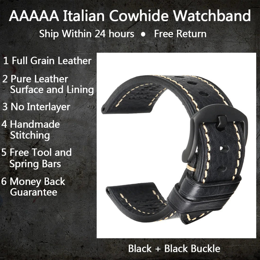 Luxury Handmade Watch Band Genuine Cow Leather Watch Strap With Butterfly Buckle Bracelet For Hamilton SEIKO Citizen Watchbands