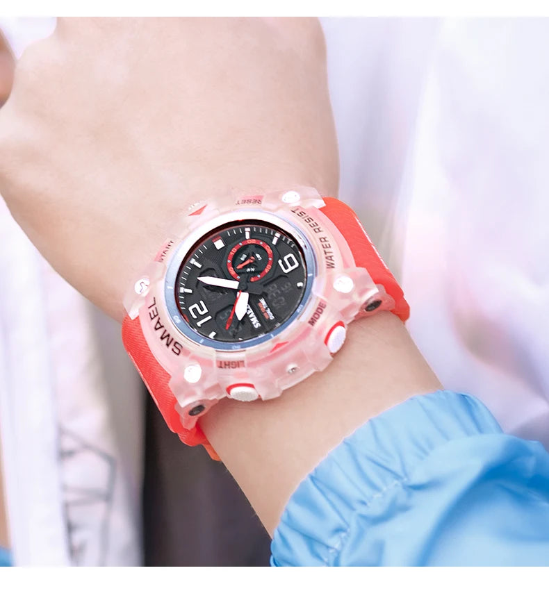SMAEL 8007 Men's Analog Digital Dual Display Sport Watch - 50M Waterproof LED Backlight Alarm Stopwatch Chronograph Shockproof
