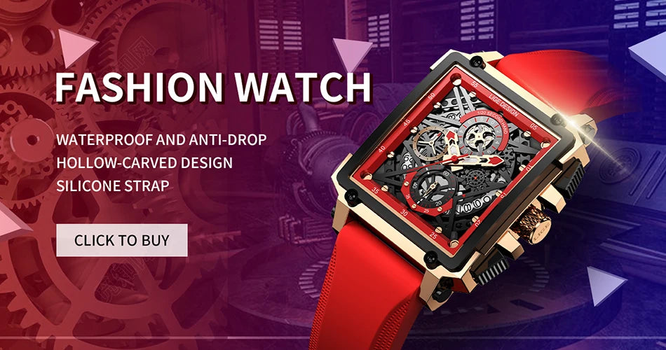 2025 New LIGE Men Watches Top Brand Luxury Hollow Square Sport Watch For Men Fashion Silicone Strap Waterproof Quartz WristWatch