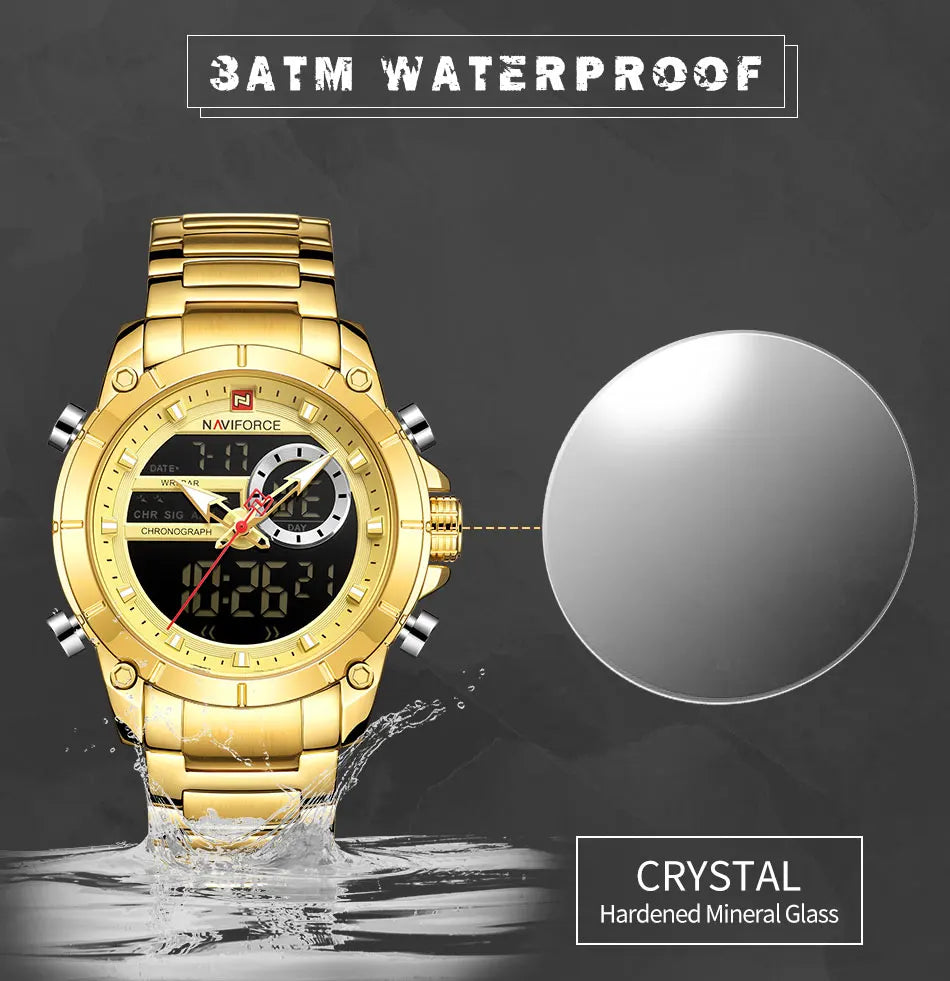 NAVIFORCE Luxury Original Sports Wrist Watch For Men Waterproof Digital Fashion Watches Male Relogio Masculino 9163 Free Shiping