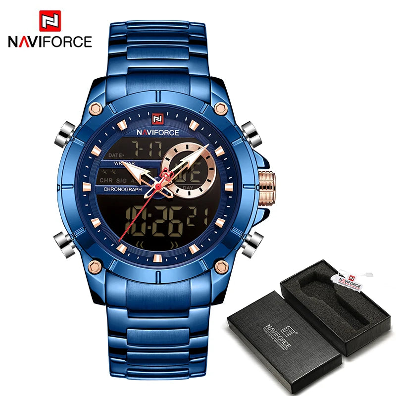 NAVIFORCE Luxury Original Sports Wrist Watch For Men Waterproof Digital Fashion Watches Male Relogio Masculino 9163 Free Shiping