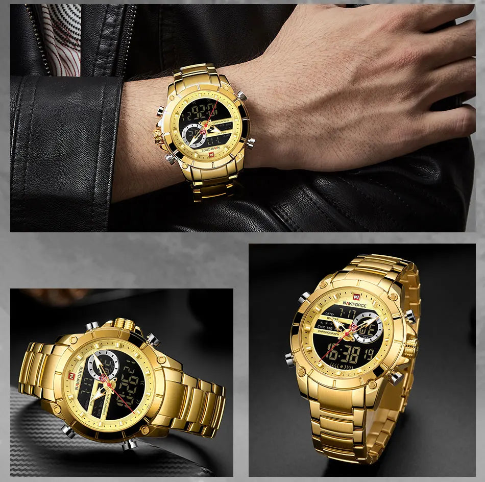 NAVIFORCE Luxury Original Sports Wrist Watch For Men Waterproof Digital Fashion Watches Male Relogio Masculino 9163 Free Shiping