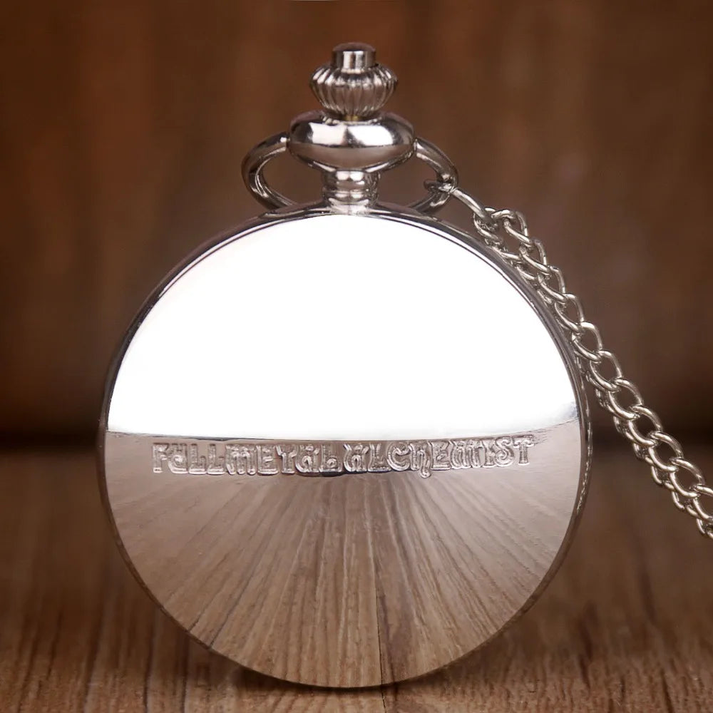 Antique FullMetal Alchemist Edward Elric Cosplay Quartz Pocket Watch with Pendant Necklace Men Women Fob Watch