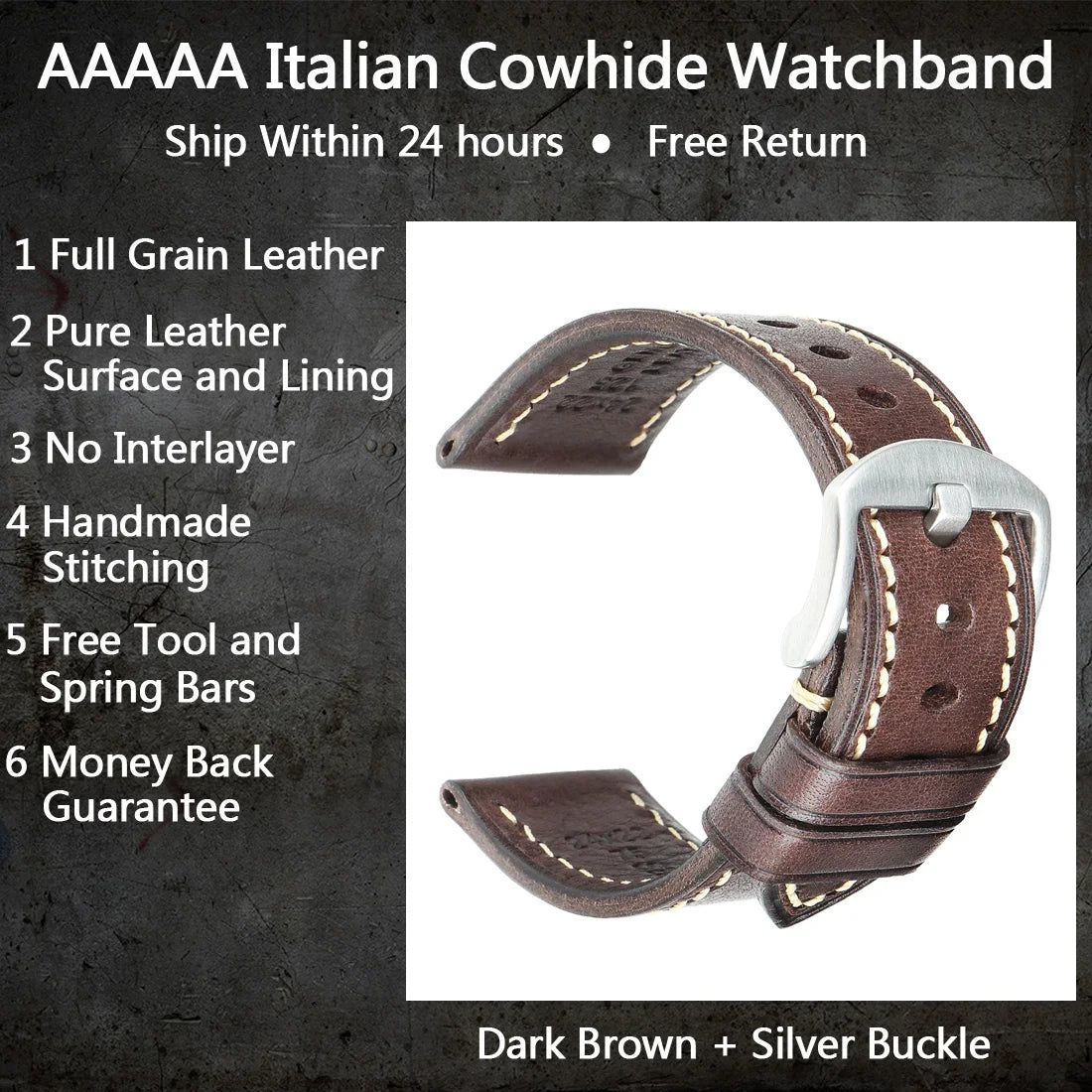 Luxury Handmade Watch Band Genuine Cow Leather Watch Strap With Butterfly Buckle Bracelet For Hamilton SEIKO Citizen Watchbands