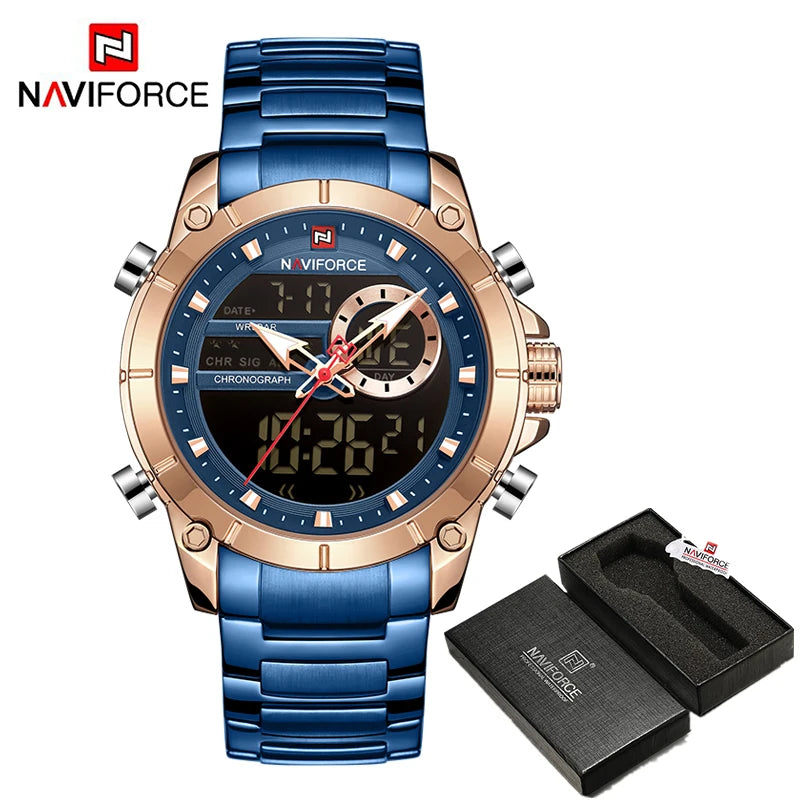 NAVIFORCE Luxury Original Sports Wrist Watch For Men Waterproof Digital Fashion Watches Male Relogio Masculino 9163 Free Shiping