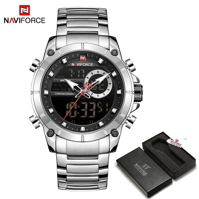 NAVIFORCE Luxury Original Sports Wrist Watch For Men Waterproof Digital Fashion Watches Male Relogio Masculino 9163 Free Shiping