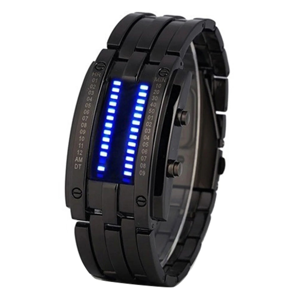 Fashion Couple Watch Men Women Luxury Watch Lovers Stainless Steel Clock LED Date Bracelet Watch Binary Wristwatch Sport Watches