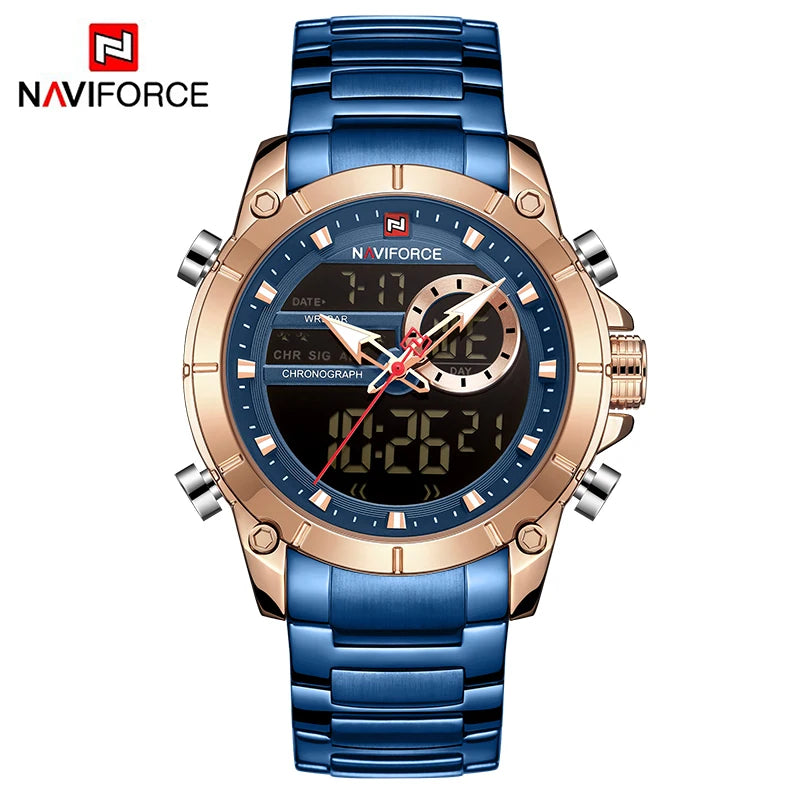 NAVIFORCE Luxury Original Sports Wrist Watch For Men Waterproof Digital Fashion Watches Male Relogio Masculino 9163 Free Shiping