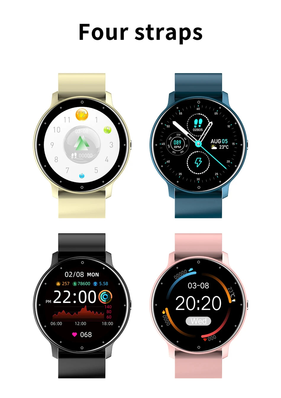 ZL02 Men Smart Watch Full Touch Screen Fitness Tracker IP68 Waterproof Sport Smartwatch BT Call Wrist Watches for Men Women 2026