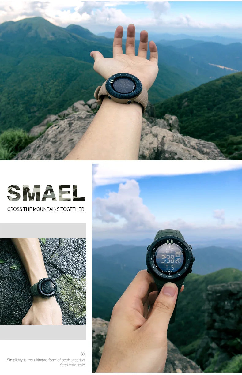 SMAEL 1237 Men's Analog Digital Dual Display Sport Watch - 50M Waterproof LED Alarm Stopwatch Chronograph Shock Resistant