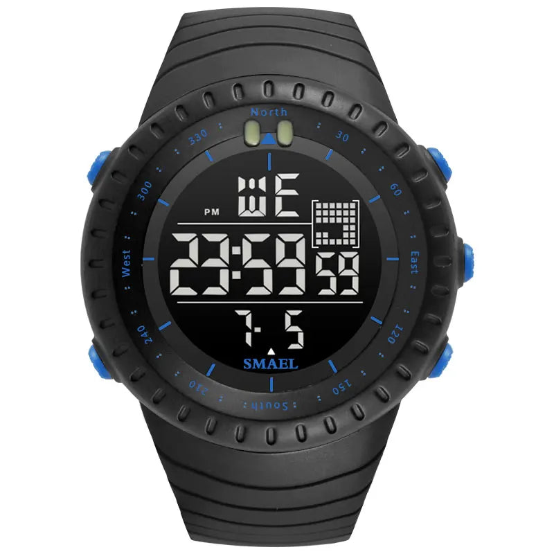 SMAEL 1237 Men's Analog Digital Dual Display Sport Watch - 50M Waterproof LED Alarm Stopwatch Chronograph Shock Resistant