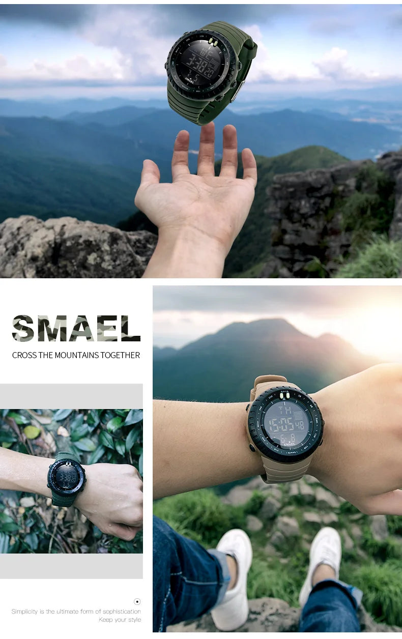 SMAEL 1237 Men's Analog Digital Dual Display Sport Watch - 50M Waterproof LED Alarm Stopwatch Chronograph Shock Resistant