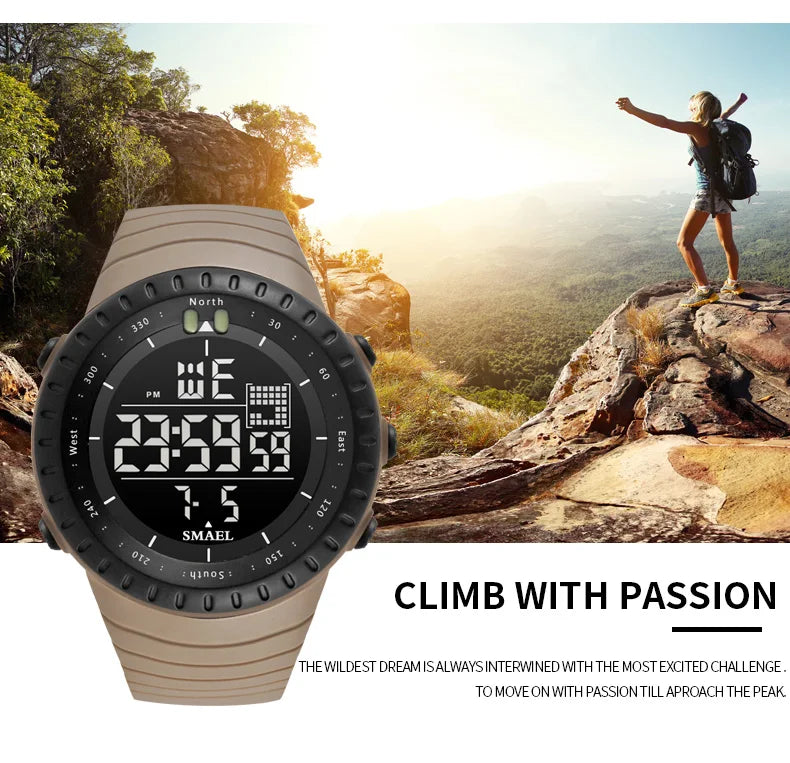 SMAEL 1237 Men's Analog Digital Dual Display Sport Watch - 50M Waterproof LED Alarm Stopwatch Chronograph Shock Resistant