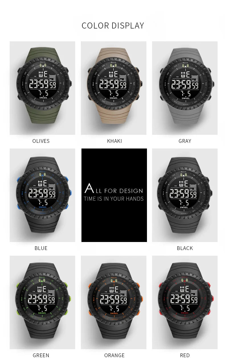 SMAEL 1237 Men's Analog Digital Dual Display Sport Watch - 50M Waterproof LED Alarm Stopwatch Chronograph Shock Resistant