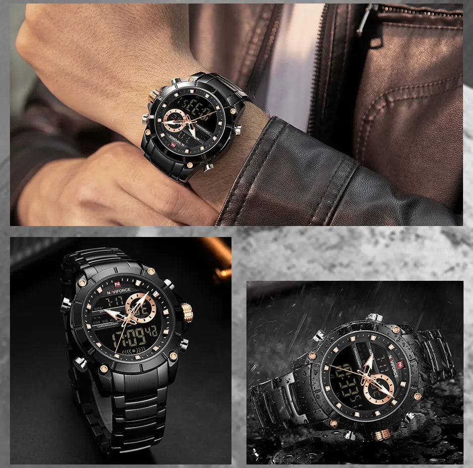 NAVIFORCE Luxury Original Sports Wrist Watch For Men Waterproof Digital Fashion Watches Male Relogio Masculino 9163 Free Shiping