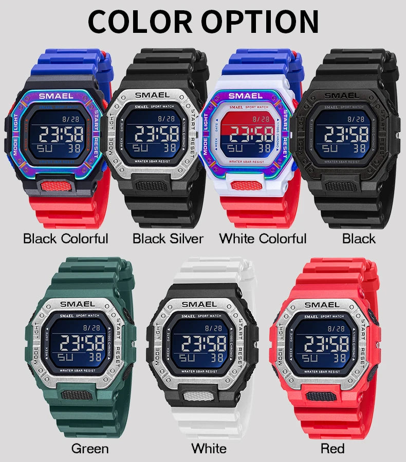 Relogio SMAEL Men Multifunctional Digital Sport Watch Count Down Male Army Military Clock LED WristWatches Fashion Male Relógios