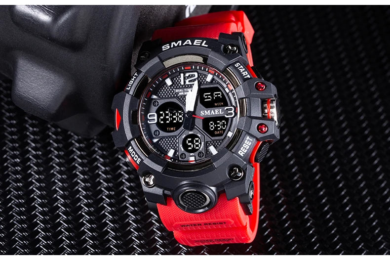 Sport Watch Military Watch For Men Alarm Clock Stopwatch LED Digital Back Light Dual Time Display 8008 Men's Watches Waterproof